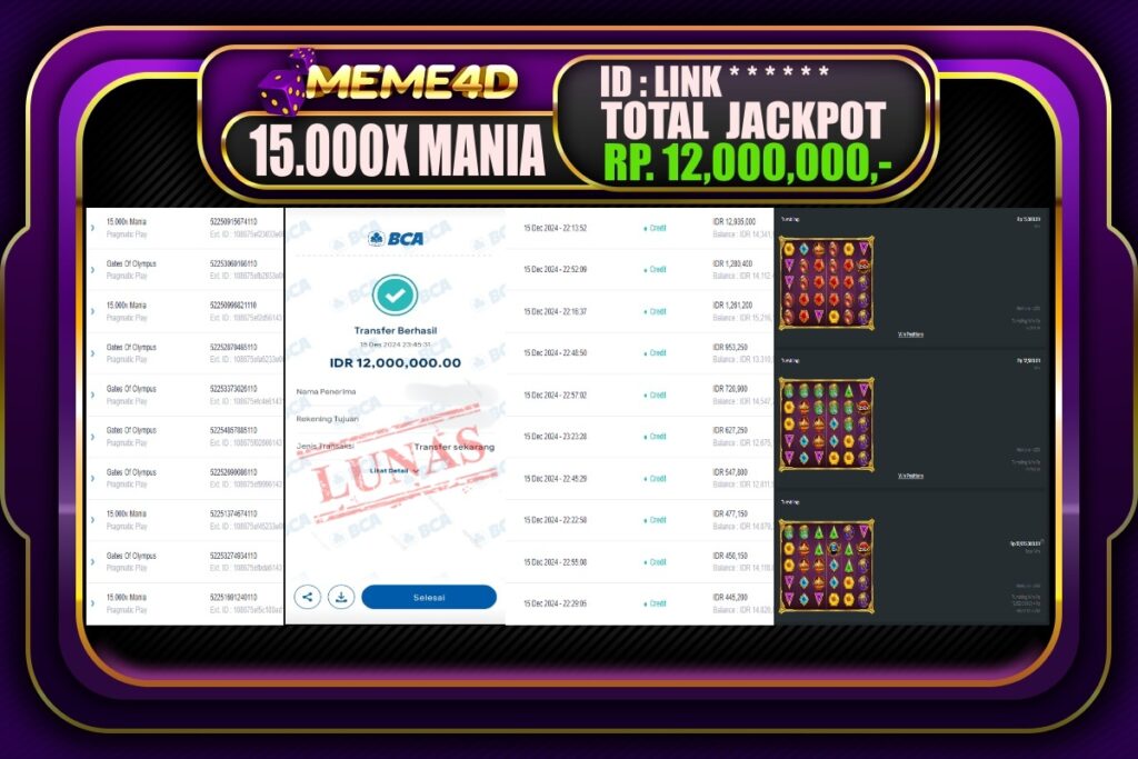Bukti Jp MEME4D Slot Online 16 DESEMBER 2024