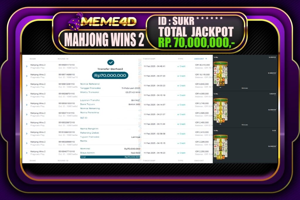 Bukti Jp MEME4D Slot Online 11 Februari 2025