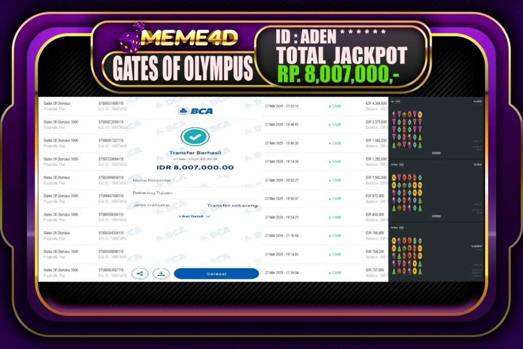 Bukti Jp MEME4D Slot Online 28 Maret 2025