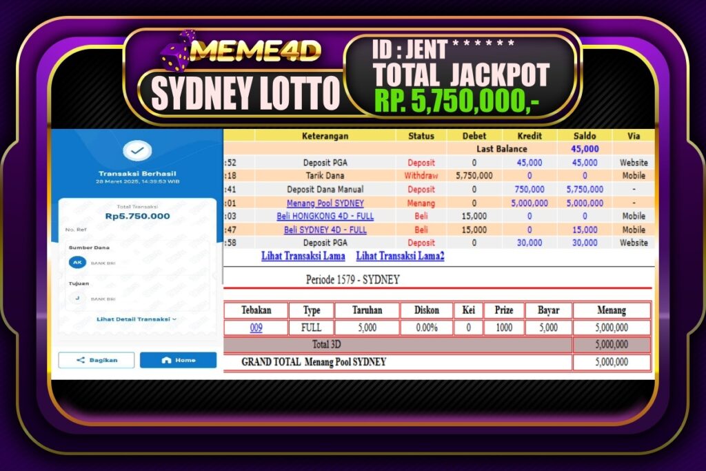 Bukti Jp MEME4D Togel Online 29 Maret 2025