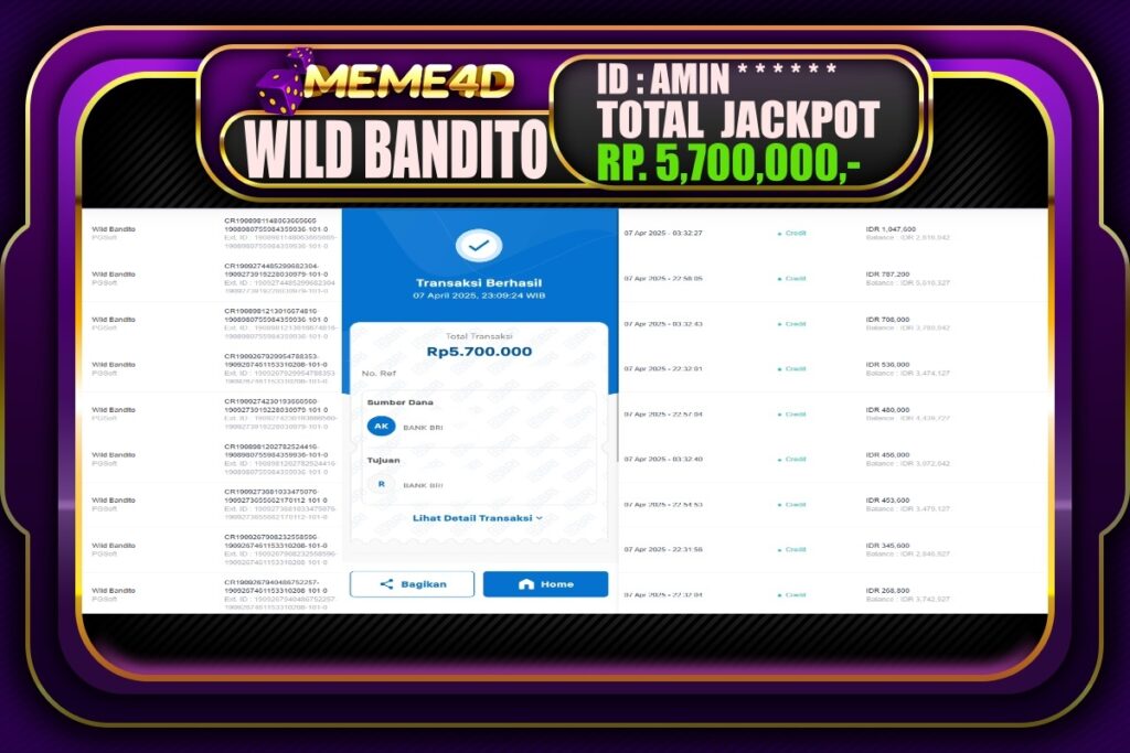Bukti Jp MEME4D Slot Online 08 April 2025