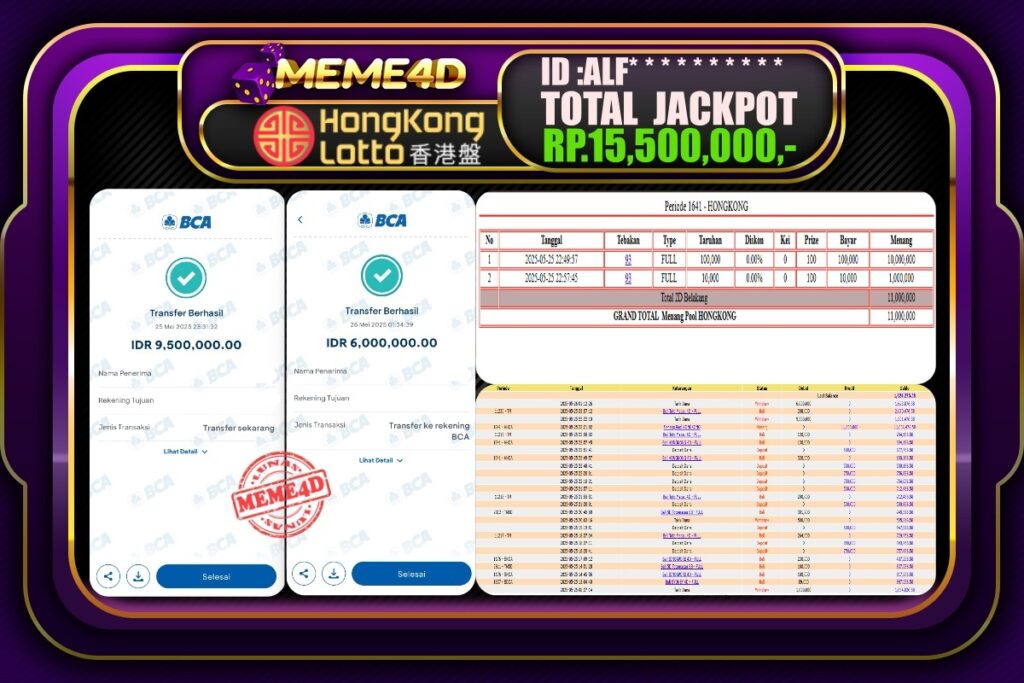 Bukti Jp MEME4D Togel Online 26 Mei 2025