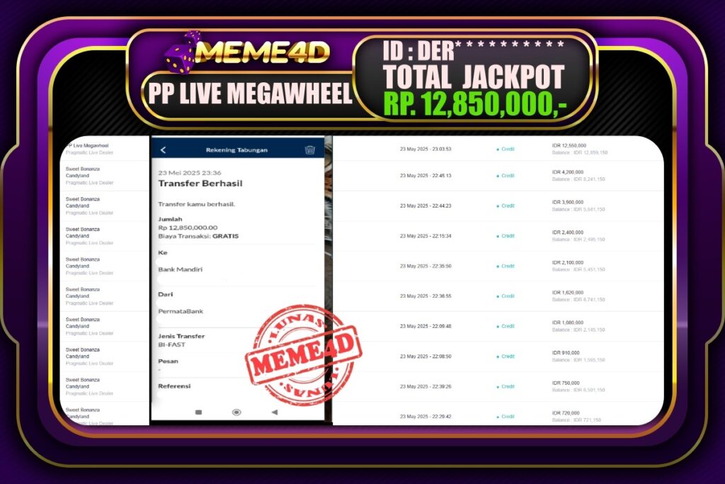Bukti Jp MEME4D Casino Online 24 Mei 2025