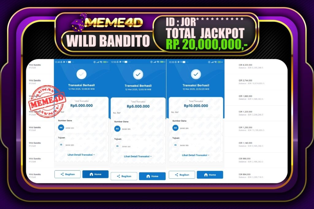 Bukti Jp MEME4D Slot Online 13 Mei 2025