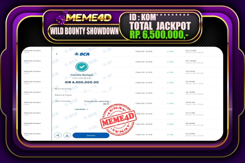 Bukti Jp MEME4D Slot Online 13 Mei 2025