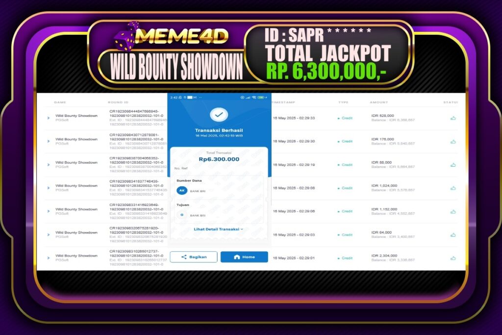 Bukti Jp MEME4D Slot Online 16 Mei 2025