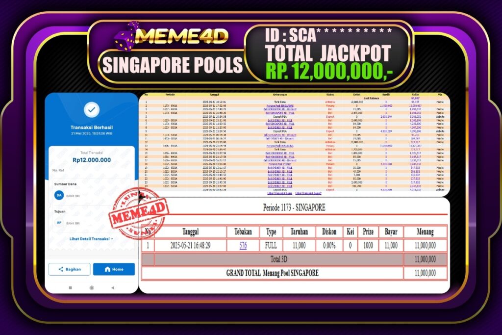 Bukti Jp MEME4D Togel Online 22 Mei 2025