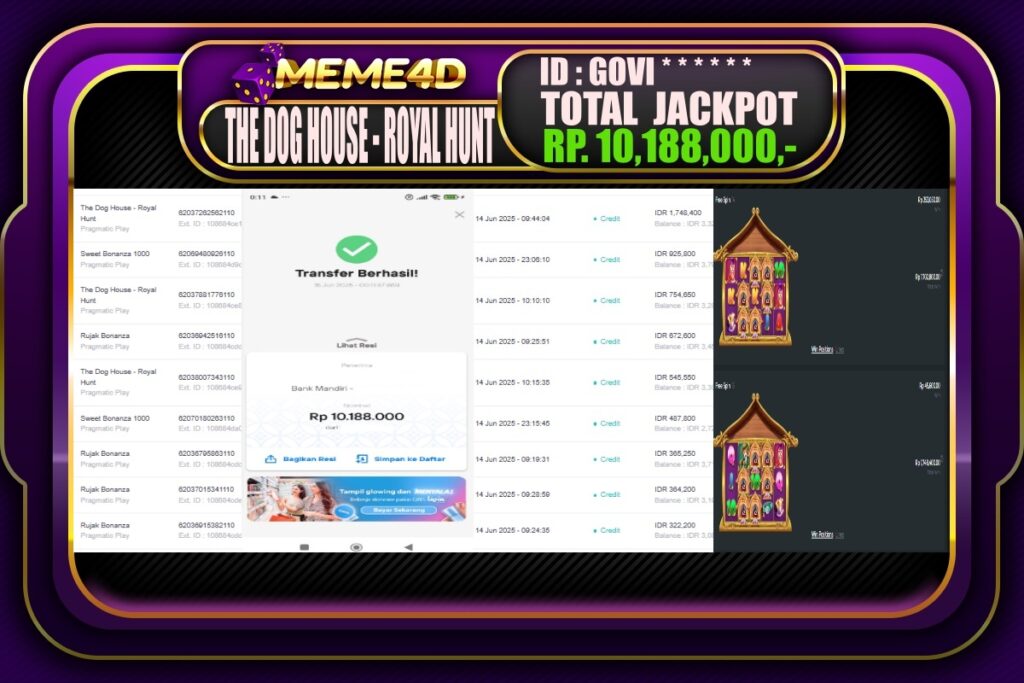 Bukti Jp MEME4D Slot Online 15 Juni 2025