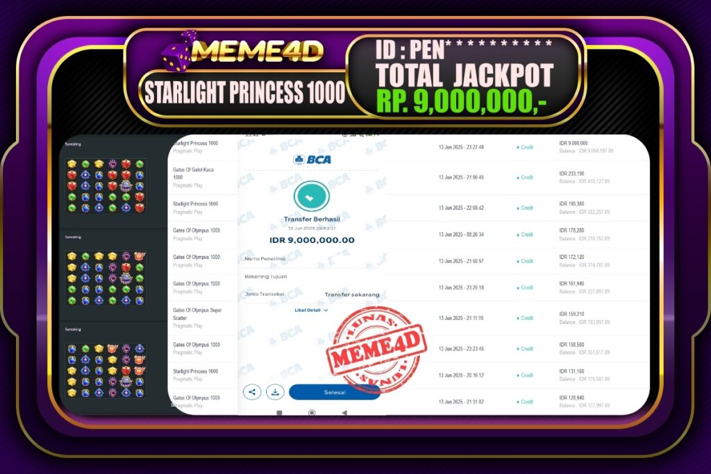 Bukti Jp MEME4D Slot Online 14 Juni 2025