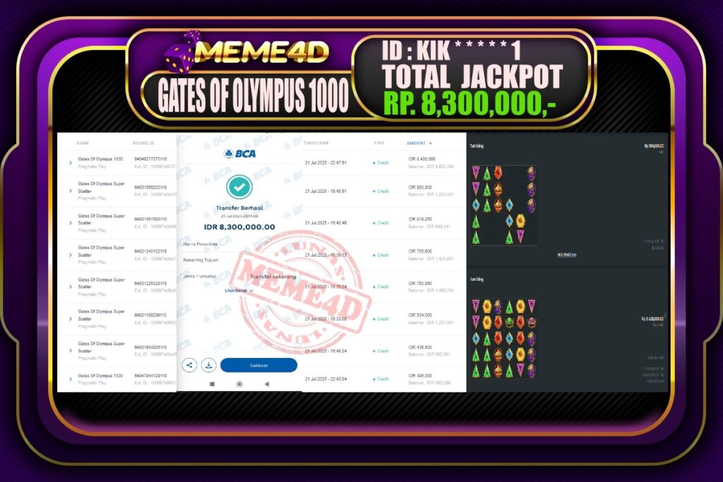 Bukti Jp MEME4D Slot Online 22 Juli 2025