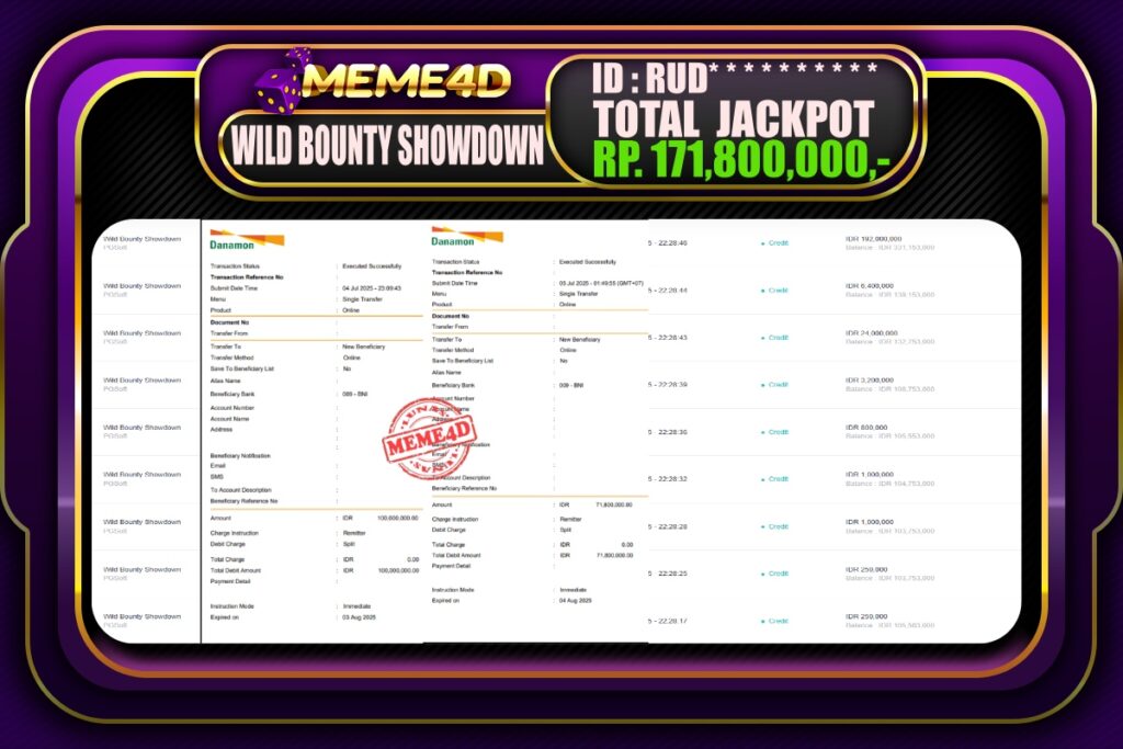Bukti Jp MEME4D Slot Online 05 Juli 2025