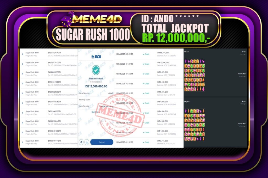 Bukti Jp MEME4D Slot Online 16 Oktober 2025
