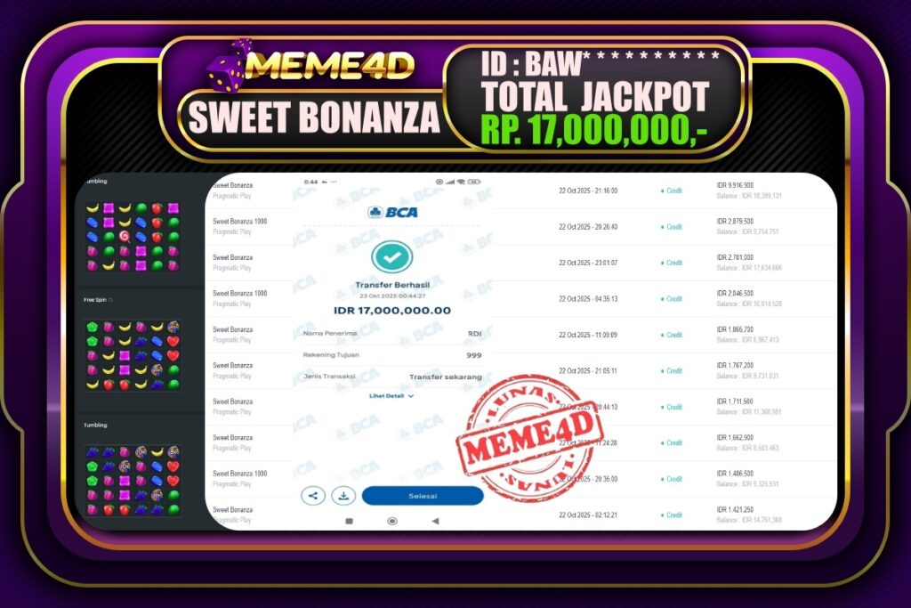 Bukti Jp MEME4D Slot Online 23 Oktober 2025