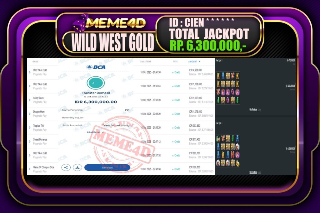 Bukti Jp MEME4D Slot Online 17 Oktober 2025