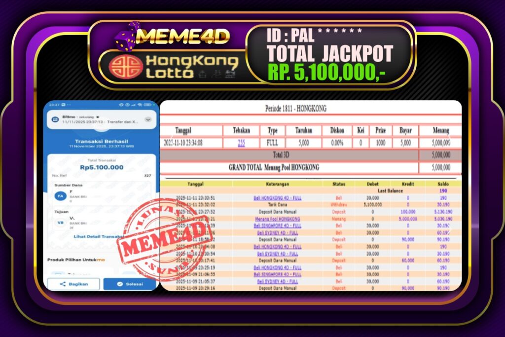 Bukti Jp MEME4D Togel Online 12 November 2025