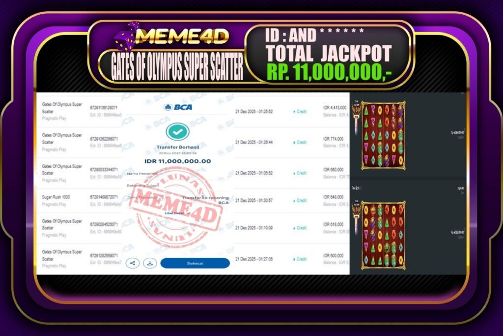 Bukti Jp MEME4D Slot Online 21 Desember 2025