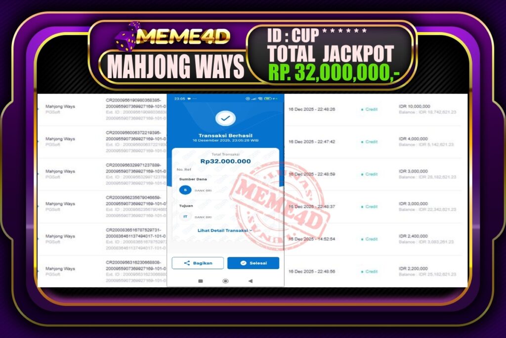 Bukti Jp MEME4D Slot Online 17 Desember 2025