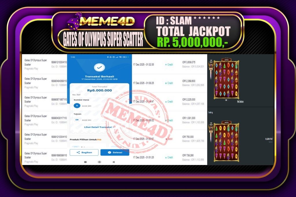 Bukti Jp MEME4D Slot Online 17 Desember 2025
