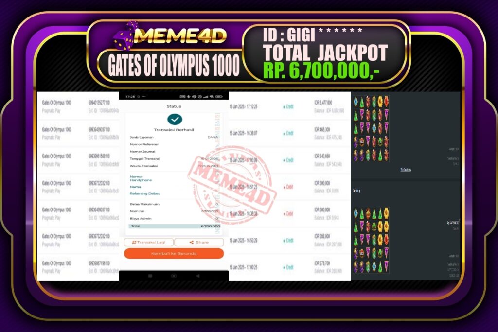 Bukti Jp MEME4D Slot Online 17 Januari 2026