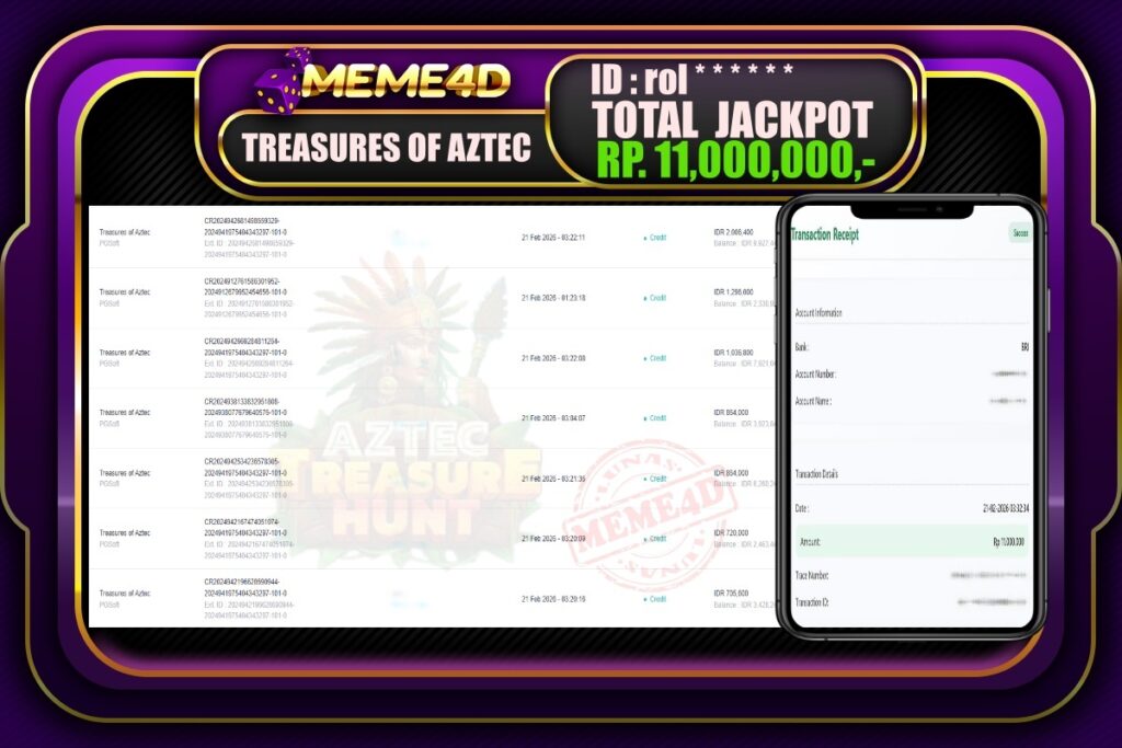 Bukti Jp MEME4D Slot Online 21 February 2026