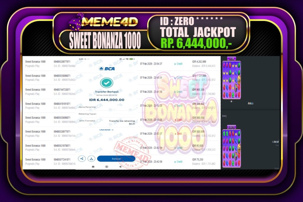 Bukti Jp MEME4D Slot Online 08 February 2026