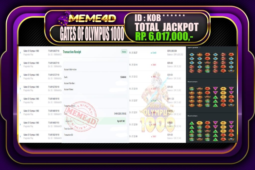 Bukti Jp MEME4D Slot Online 05 March 2026