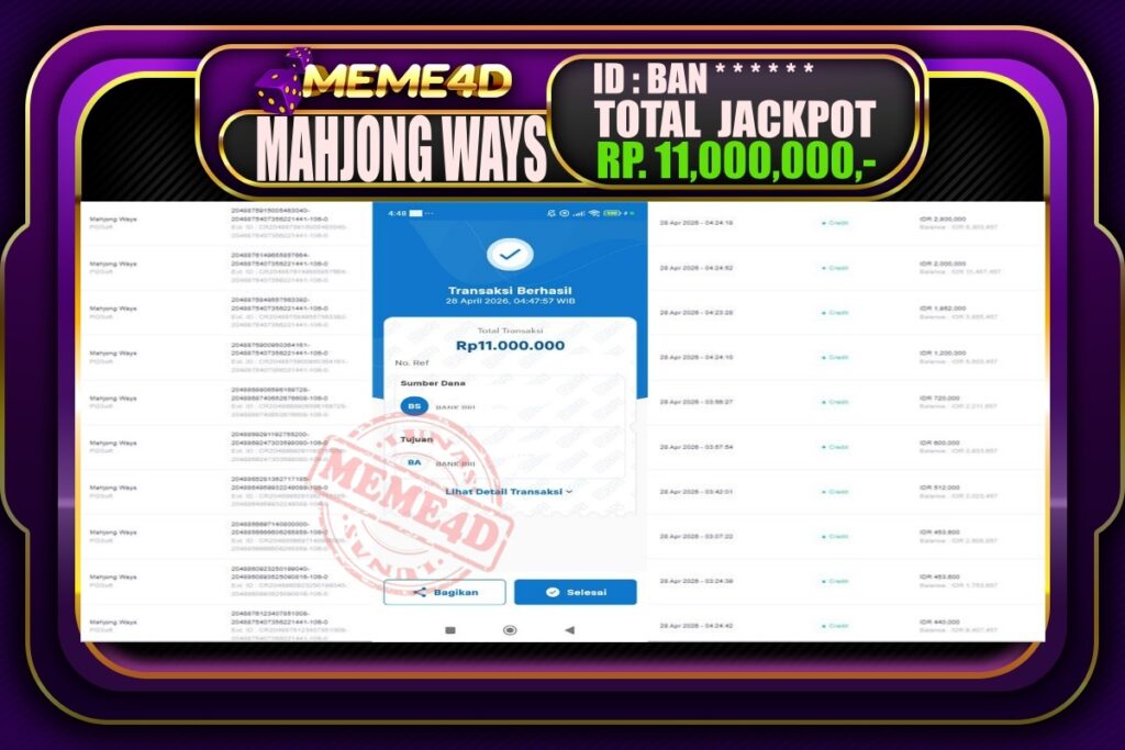 Bukti Jp MEME4D Slot Online 29 April 2026