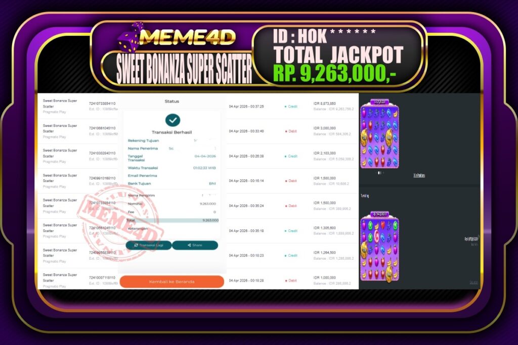 Bukti Jp MEME4D Slot Online 04 April 2026