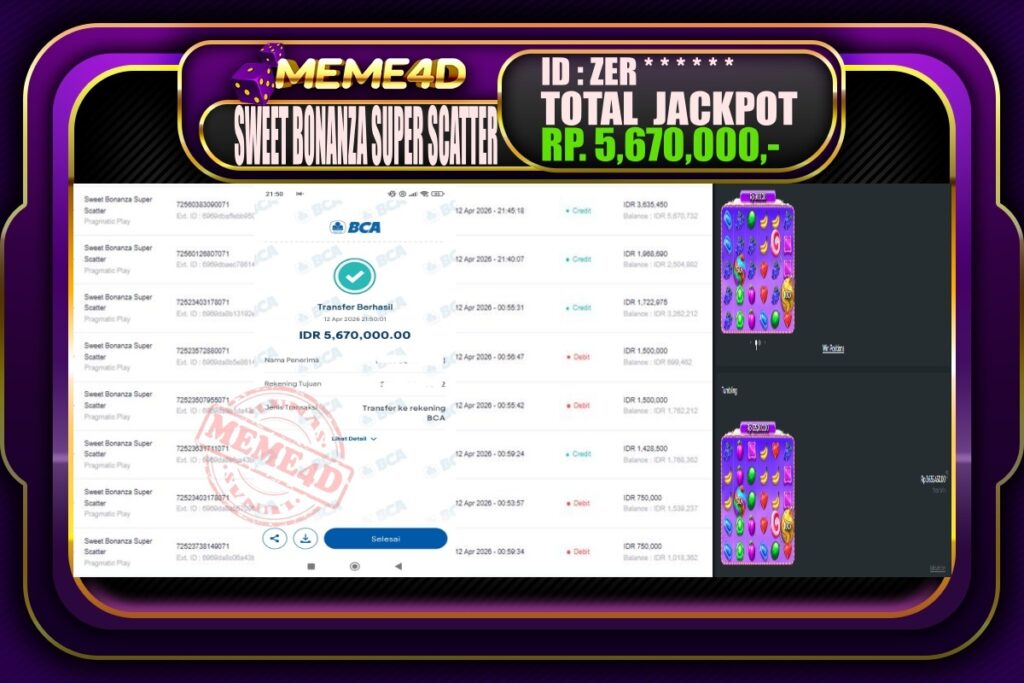 Bukti Jp MEME4D Slot Online 13 April 2026
