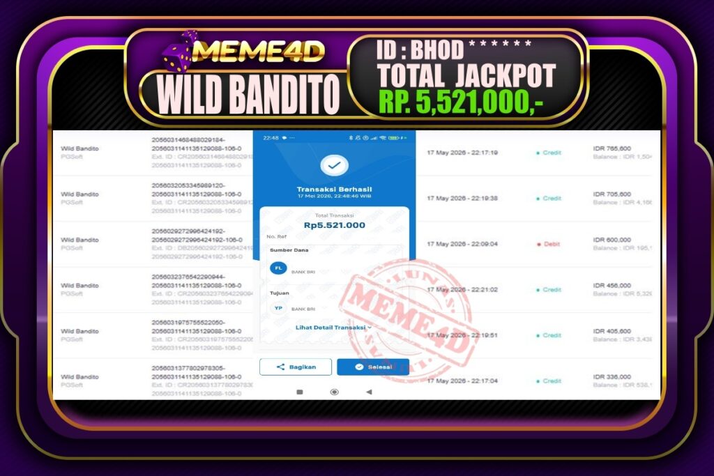 Bukti Jp MEME4D Slot Online 18 Mei 2026