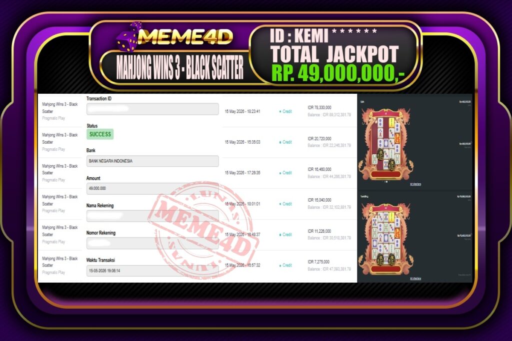 Bukti Jp MEME4D Slot Online 16 Mei 2026