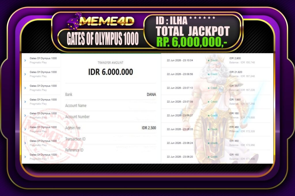 Bukti Jp MEME4D Slot Online 26 Juni 2026