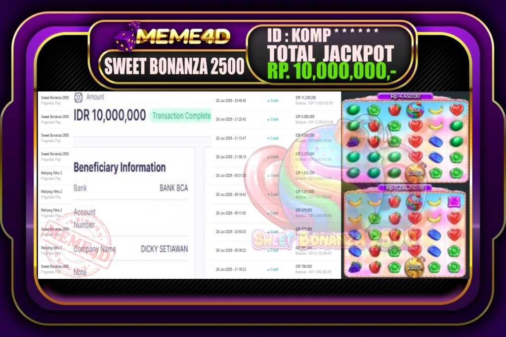 Bukti Jp MEME4D Slot Online 2 Juli 2026